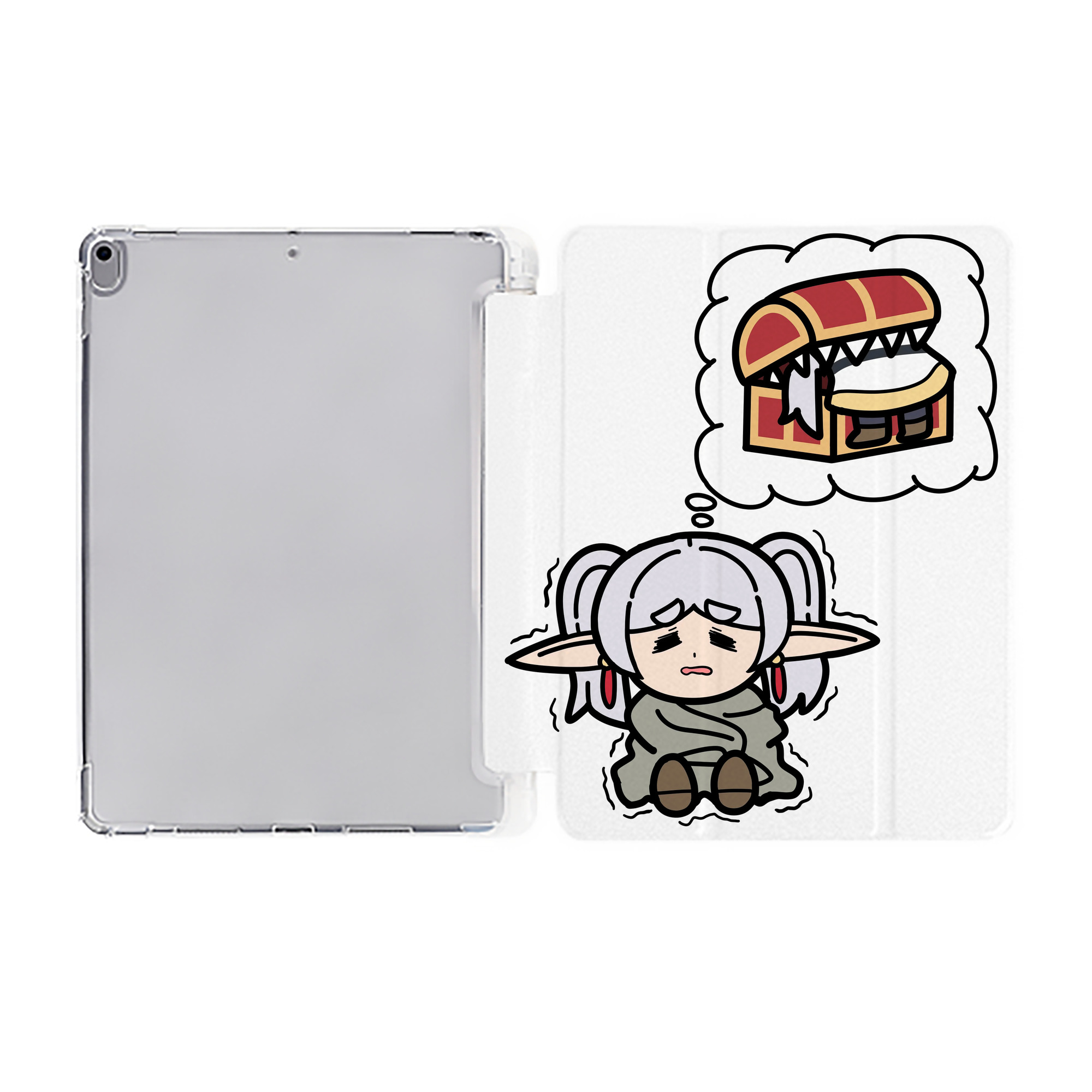 （画像用） 葬送のフリーレン Frieren IPad ケース ペン収納付き 三つ折りスタンド PUレザー×シリコン 対応機種9.5/10.5/10.9インチ